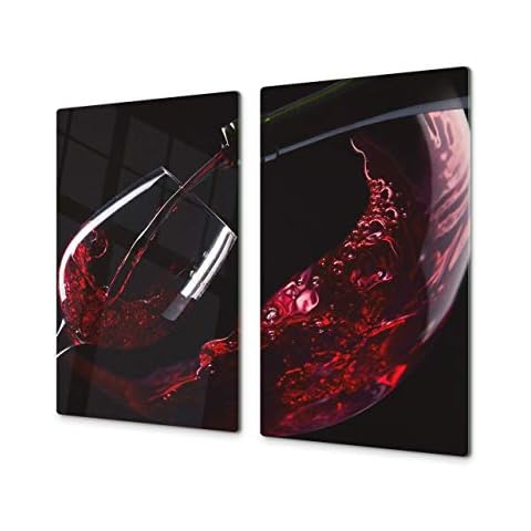 Chopping Board - Induction Cooktop Cover - Glass Cutting Board; Measures: Single: 23,62” x 20,47”; Double: 11,81” x 20,47”; D04 Drinks Series: Wine 14 Cover