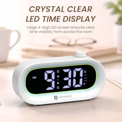 Image of Portronics Glowtime Multi-Function Type-C Powered LED Digital Alarm Clock with Temperature Display, 1-99 Min Timer, Touch Sensitive Panel, 3-Level Brightness, 12 /24H Format, Desk & Bedside Clock