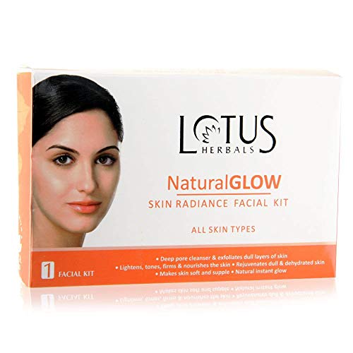 Lotus Herbals Natural Glow Skin Radiance 4 in 1 Facial Kit | Deep Pore Cleansing | Skin Lightening & Hydrating | 200g