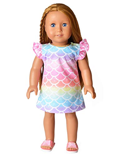 Jxstar Rainbow Mermaid Nightgowns Matching Girls & Dolls Flutter Sleeve Pajamas Pjs #TOP6