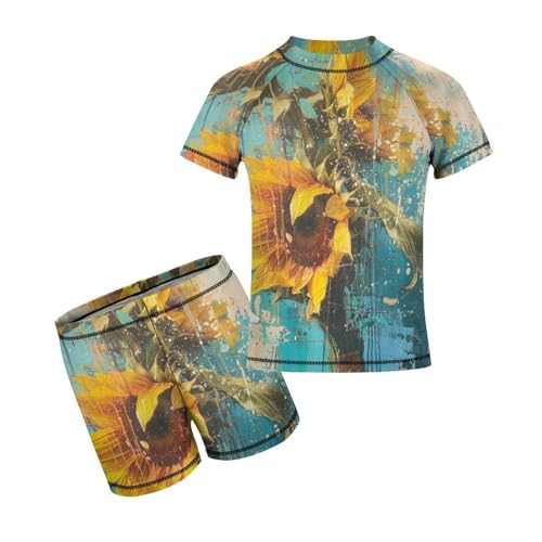 Sunflower FlowersChildren's Casual Swimsuit Set - Simple and Versatile7-9Y（120cm）