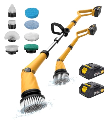 Qimedo Electric Scrubber 1500 RPM Power Spin Scrubber with Rechargeable Battery Electric Cleaning Brush with 8 Replaceable Brush Heads for Shower Bathroom Floor Sink