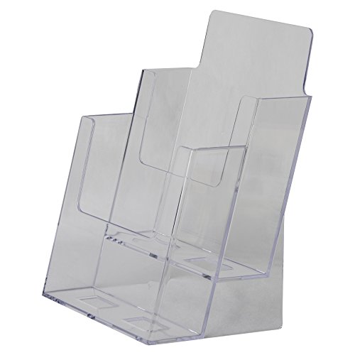 Clear-Ad - Lhf-S112 - Acrylic Slant Back 2 Tier 2-Pocket Bifold Brochure Holder 6X9 - Perfect To Display Booklets, Catalogues, Pamphlets, Flyers, Postcards (Pack Of 4) #TOP2