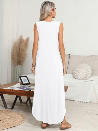 Image of BELAROI Womens Plus Size Maxi Dress Sundress Summer Casual Sleeveless V Neck Pockets Beach Swimsuit Coverup Loose