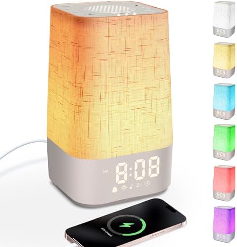 MILFECH Tageslichtwecker mit 30 Naturgeräuschen, Lichtwecker Sonnenaufgang Wecker Digital Wake Up Light mit Ladefunktion Lichtwecker Einschlafshilfe und RGB, Dimmbares Nachtlicht,