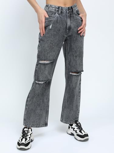 Image of Tokyo Talkies Women's Straight Fit Cropped Jeans| Mid-Rise| Jeans Pant