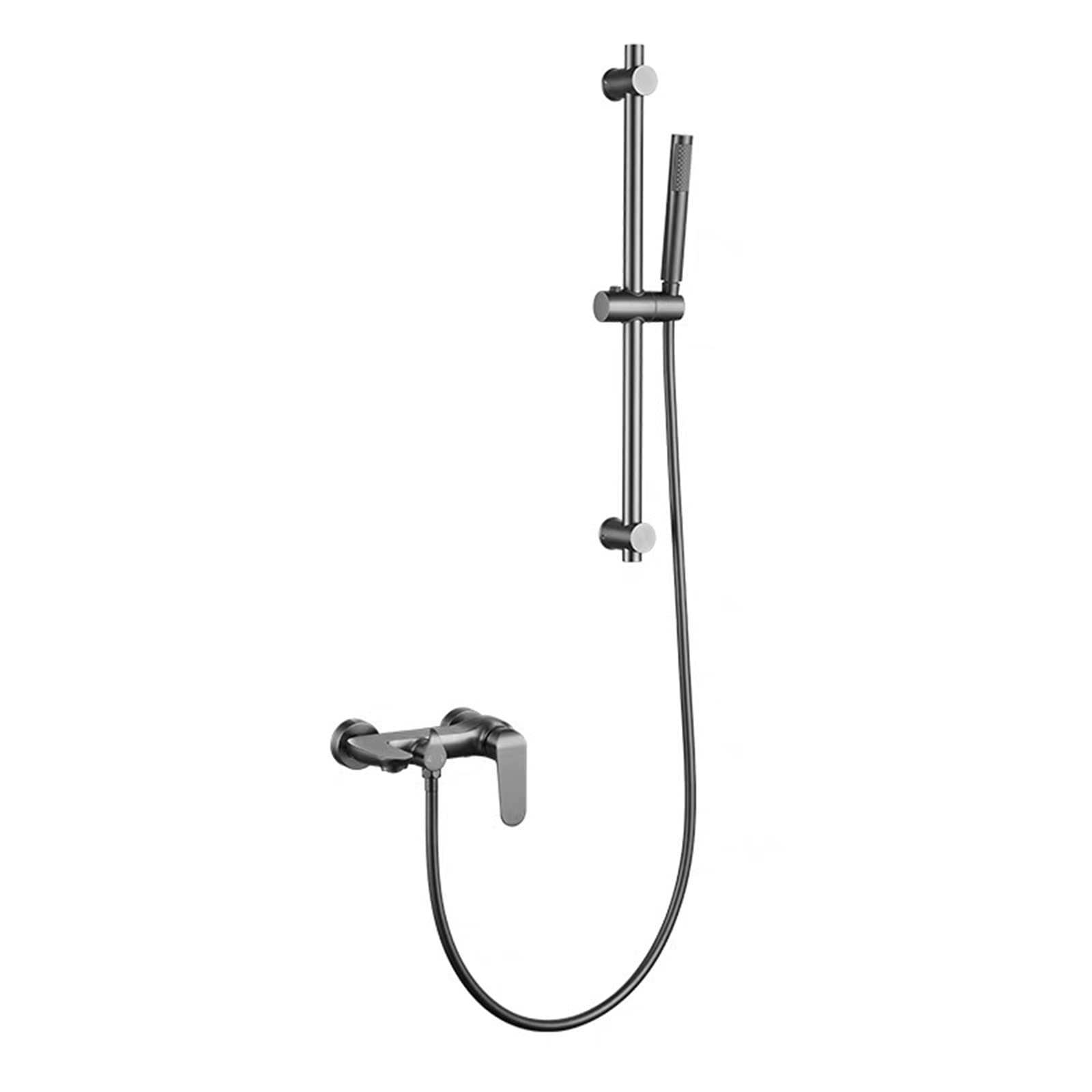 CWCQGH Bathtub Faucet Brass Bathtub Faucet Gun Gray Shower Mixer Single Handle Bathtub Shower Mixer Wall Mounted Bath Shower Faucet Set with Liftable Hand Shower and 59 Inch Hose