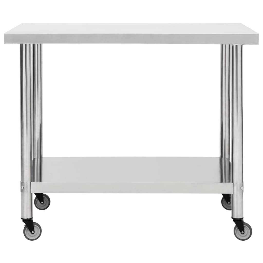 Küchen-Arbeitstisch Edelstahl mit Rollen 100x45x85 cm Gastro Gastronomiebedarf für Restaurant Catering Großküche mit Ablage und Bremse ideal für Kochen Zubereitung und Aufbewahrung