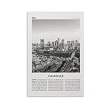 LZTEN Nashville Print Black And White Skyline, Nashville 