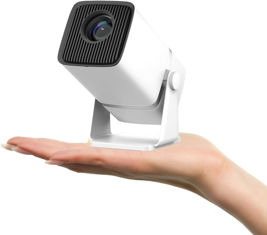 Projector, Home Use, 1080P Native Resolution, 18,000 lm, Android 13, TV Compatible, App Compatible, Automatic Keystone Correction, 270° Rotation, Ceiling Projection, Short Range Projector, Small and
