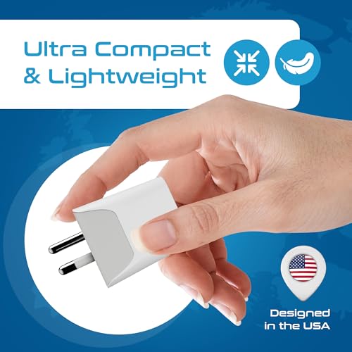 Image of Ceptics Thailand Travel Plug Adapter - Type O Power Adapter with USB-C and A+ US Input - Ultra Compact, 3 in 1 Safe Plug Grounded Adapter for Thailand