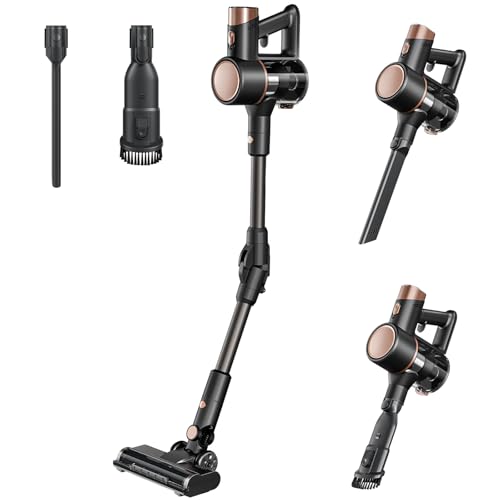 COWSAR Powerful Stick Vacuum Cleaner, Bagless Lightweight Stick Vacuum for Carpet and Floor, Household Vacuum Cleaner for Home Pets, Grey