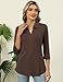 ZHENWEI Womens Coffee Polo Shirt 3/4 Sleeve Work Blouse Fashion Lapel Tops Casual Collared Tunic T-Shirts,Coffee,S