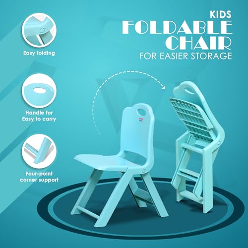 Image of HAPPY BEAR Foldable Kids | Foldable Study | Space-Saving, Portable, and Supports up to 30kg |Folding Stool | Kids Study (Blue)