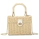 SUKUTU Handgeflochtene Rattantasche für Frauen Geflochtener Strohhalm Square Crossbody Bag Vintage Korb Handtasche Strand Tragetasche