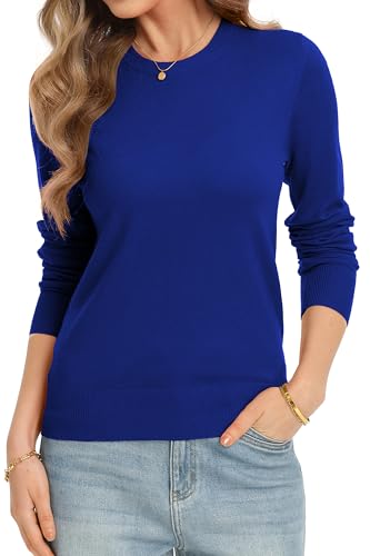 Image of QUALFORT Women's Sweaters Long Sleeve Soft Lightweight Basic Knitted Pullover Sweater