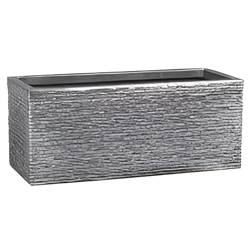 2 x Grey Brick Stone Effect Plastic Garden Trough Planter Patio Flower Pot 60cm