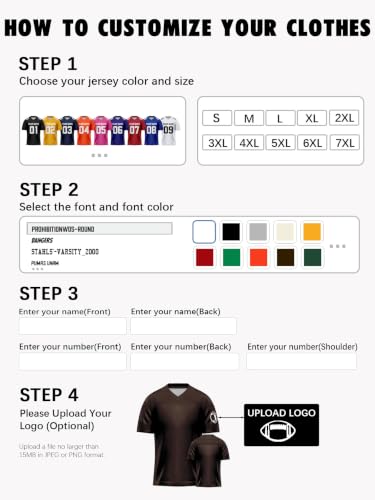 Image of Custom Replica Football Jersey with Name Number Logo