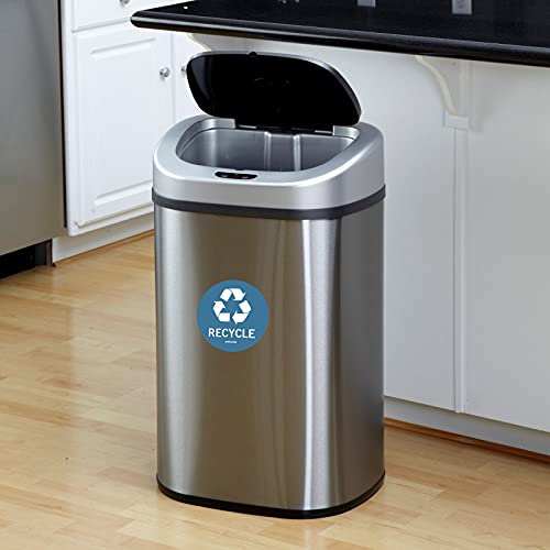 Sicol Plus Trash Recycle Stickers Recycle Bin Decals And Trash Can Stickers 4 X 4 Inches Round (Aquamarine/Gray) Uv Protected Indoor And Outdoor Self Adhesive Vinyl Stickers (4X4 Inch 04 Pcs Round) #TOP3