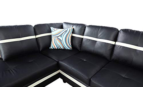 Beverly Fine Funiture Sectional Sofa Set, Black and White - Thumbnail 4