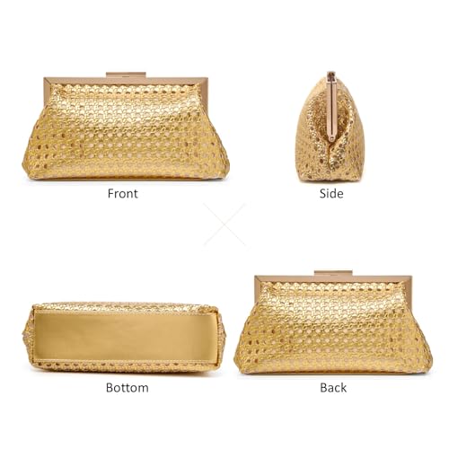 Image of DETARA Woven Evening Bag Clutch Purses for Women Fashion PU Leather Crossbody Purse for Wedding Party and Prom