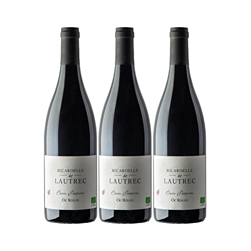 Pays d'Oc Cuvée Pontserme Rouge 2018 - Bio - Domaine Ricardelle de Lautrec - Vin IGP Rouge du Languedoc - Roussillon - Lot de 3x75cl - Cépages Cabernet Sauvignon, Merlot Cover