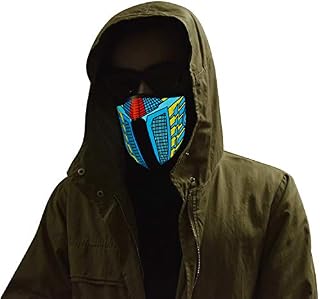 ZOY LED Music Mask Sound Active Mask Light Up Mask for Party Dancing,Riding,Skating,Festival