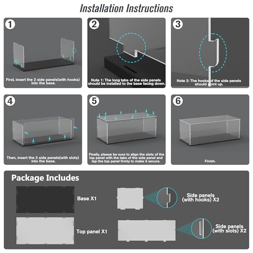 Image of Choowin Acrylic Display Case for Lego Batmobile 76328 for Lego Peugeot 42156 42125 21054 for Lego Car Display Thickened Clear Acrylic Display Cases for Collectibles Assemble Dustproof(Black Base)