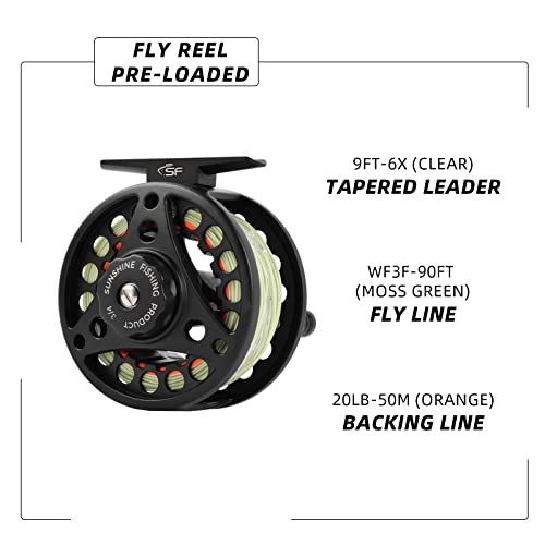 Sf Large Arbor Fly Fishing Reel 5/6Wt Aluminum Alloy Body Die-Cast Matt Black Pre-Loaded Fly Reel With Line Combo Moss Green Fly Line #TOP1