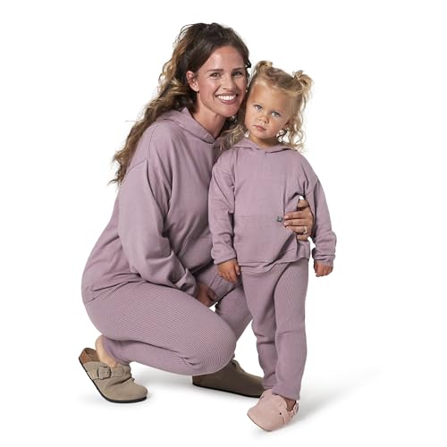 Modern Moments by Gerber Baby Girls' Mommy and Me Hooded Waffle Sweater Knit Top and Legging Set, Medium Lilac, Medium4