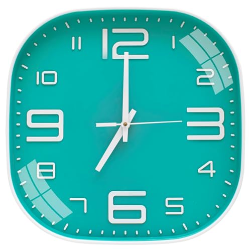 Image of TEKCOOL Plastic Analogue Wall Clock 12 inch Silent Quartz Decorative Wall Clock Non-Ticking Classic Clock Batery Operated Round Easy to Read for Room /Home /Kitchen /Bedroom /Office /School.Light Green