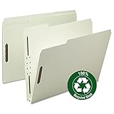 Smead 100% Recycled Pressboard Fastener File Folder, 1/3-Cut Tab, 2