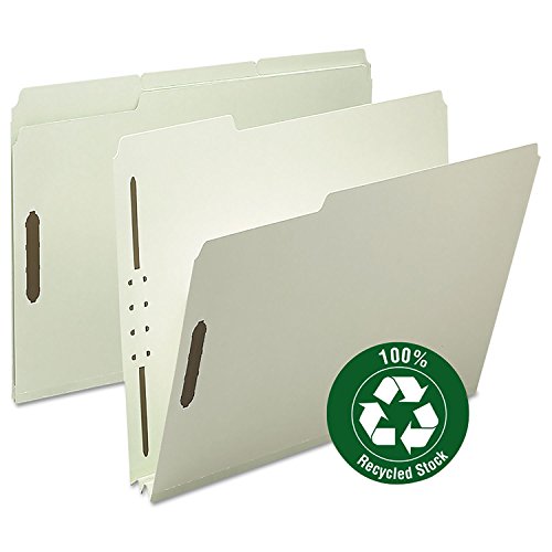 Smead 100% Recycled Pressboard Fastener File Folder, 2 Fasteners, 1/3-Cut Tab, 2