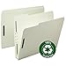 Smead 100% Recycled Pressboard Fastener File Folder, 1/3-Cut Tab, 2" Expansion, Letter Size, Gray/Green, 25 per Box (15004)