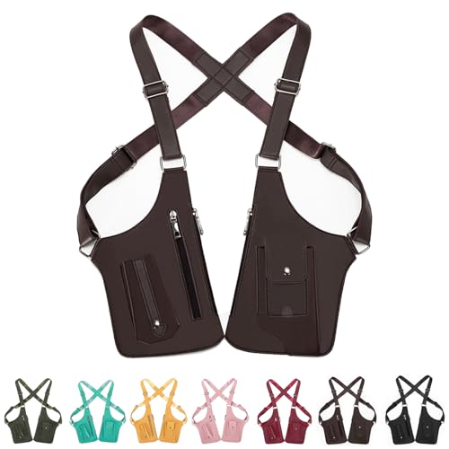 Générique Sacoche Holster Homme Cuir, Sacoche Bandoulière Homme Portefeuille, Imperméable Anti-Vol Deux Bretelles Sacoche (Marron)