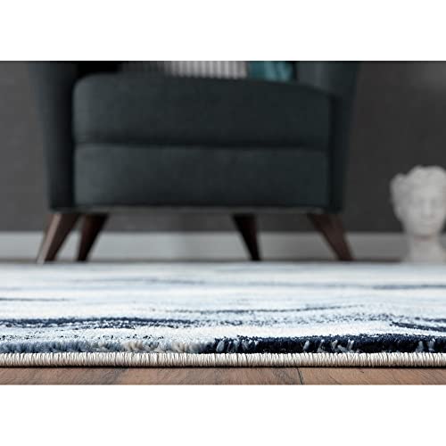 Abani Rugs Orange & Blue Contemporary Abstract Area Rug Contemporary Style, Porto Collection | Stain Shedding Resistant (8'11" X 12', Orange, Blue) #TOP2