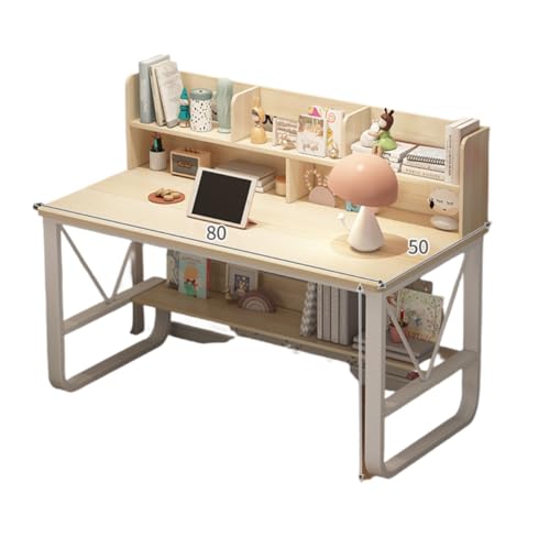 【Zeusom】学習机 パソコンラック 勉強机 棚付き 多機能 100% 新素材 学習 ホームオフィス用 使いやすい 高校生・学生向け成長机?(120cm,ナチュラル)