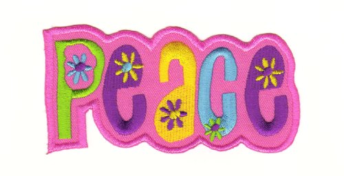 Aufnäher Bügelbild Aufbügler Iron on Patches Applikation Love Liebe Peace Hippie Pink Cover