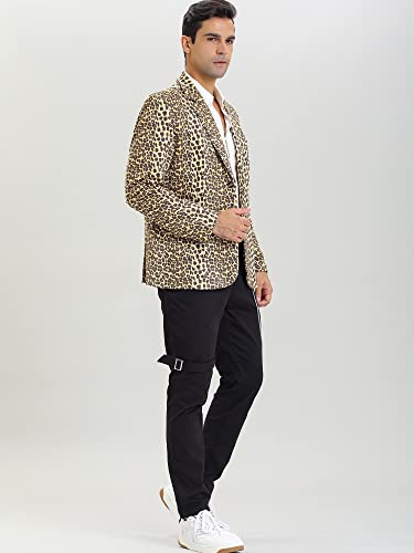 Lars Amadeus Men's Party Animal Leopard Print Blazer Notched Lapel Lightweight Sport Coat Suit Jacket4