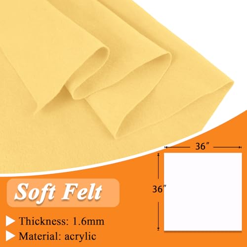 Image of IONTACH 36 inch X 36 inch Soft Felt Fabric 1.6mm Thick (Buff Yellow)