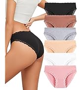 FINETOO Cotton Underwear for Women Sexy Cheeky Lace Bikini Panties Soft Breathable Womens Underwe...