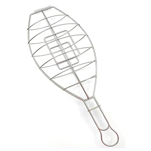 Xarra - Besuguera - Cesta grande para parrilla de pescado - Cocina al fuego abierto estilo vasco - Acero inoxidable pesado - Accesorio de parrilla de restaurante Asador.