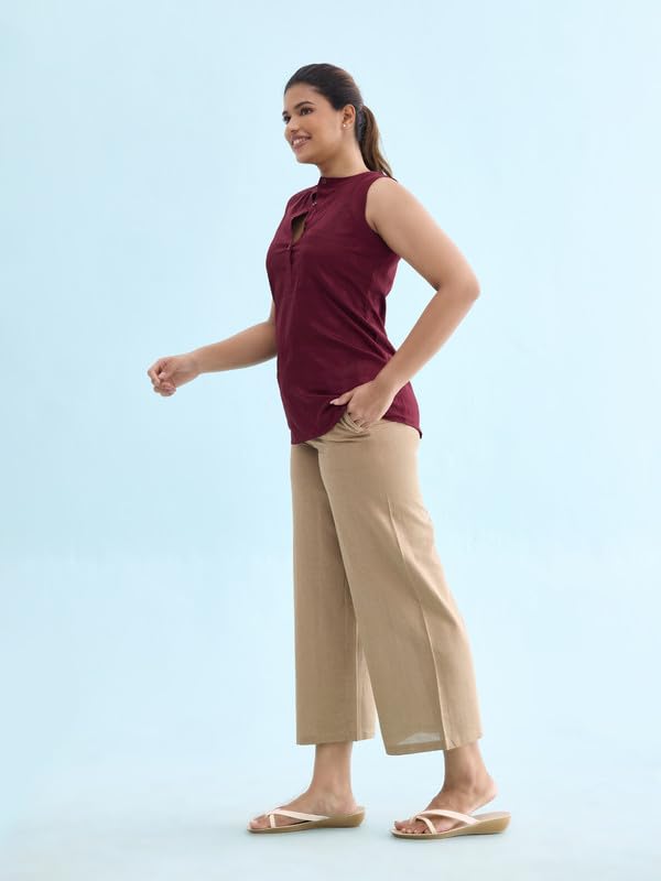 Image of GO COLORS Soft Viscose & Linen Blend Linen Palazzo Full Length for Women| Breathable, Mid Rise