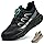 BAXIWUY Scarpe Antinfortunistiche Uomo Scarpe da Lavoro Donna Leggere Traspiranti Sneakers Alte Antiscivolo Comode Scarpe Sicurezza Regolazione Rapida dei Lacci Nero, 47 EU