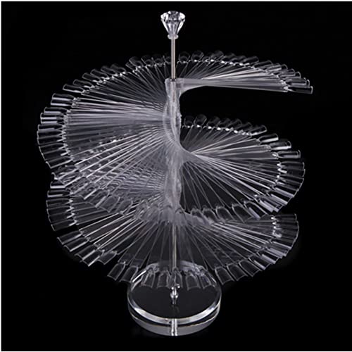 TAROMAING 120 Pcs Clear False Nail Practic Tips Sticks Display Stand Spiral Display Shelf for Uv Gel Nail Polish Color Chart (Transparent)