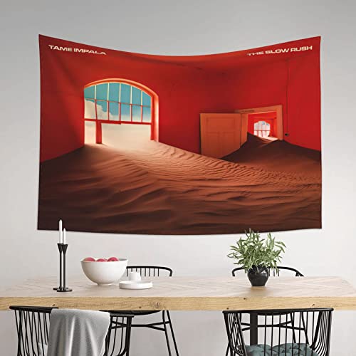 Ttoils Tame Music Impala Singer Band The Slow Rush Tapestry Art Wall Hanging Aesthetic Tapestries Room Decor For Bedroom Dorm Living Room 60X40Inch #TOP2