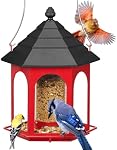 Kingsyard Metal Bird Feeder for Outdoors Hanging, 3 lbs Seed Feeder, Wild Bird Feeders for Garden Cardinal Finch Bluebird, Easy to Fill & Clean, Red