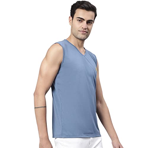 Image of Mack Jonney Regular Fit Cotton Solid Gym Vest for Men-V SL ANTHRA 01-P