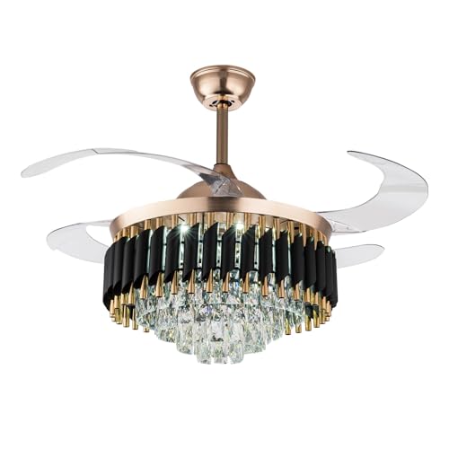 Riummndea Ventilador de techo, pantalla K5, 3 colores de luz ajustables, ventilador de 6 niveles, silencioso, mando a distancia con temporizador para un fácil manejo