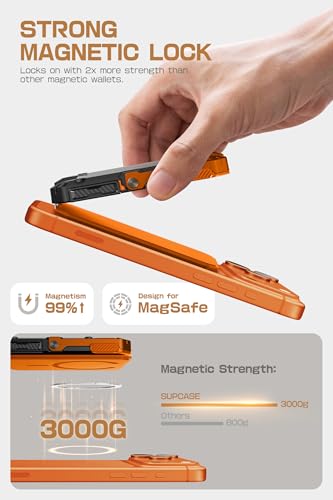 Image of SUPCASE for MagSafe Wallet with Adjustable Stand, Hold 5 Cards, Coral | RFID Blocking, Strong Magnetic Lock, Magnetic Wallet for Men, Phone Card Holder Tripod for iPhone 17 /16 /15 /14 /13 /12 Series